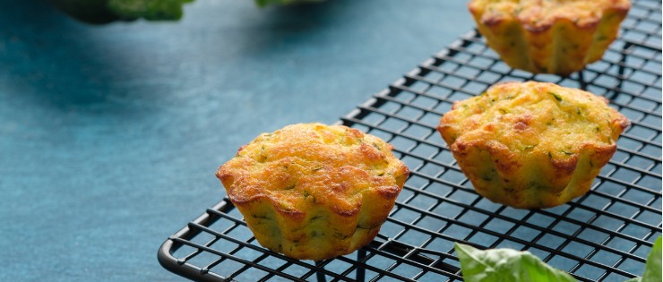 Superfood savoury breakfast muffins fresh out of the oven and cooling down on a baking tray