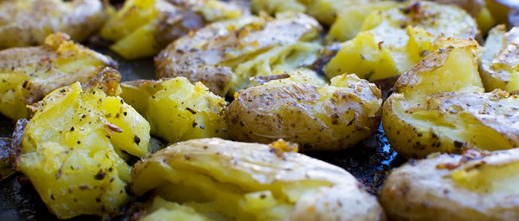 Greek Style Crispy Smashed Potatoes