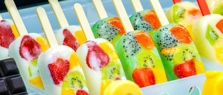 Fresh fruit made into healthy icy poles instead of the regular ice cream alternative.