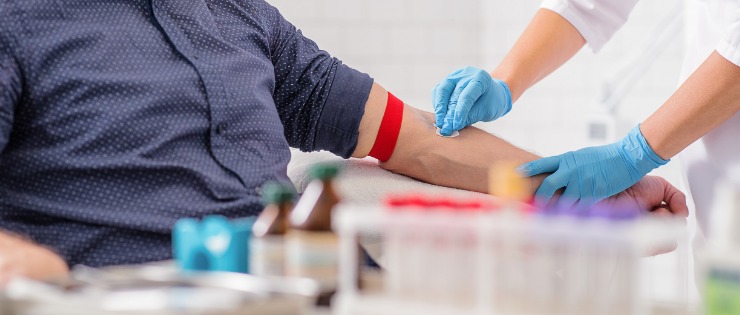 Nurse performing a full blood count test